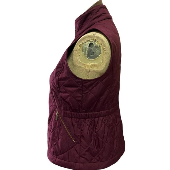 Talbots Quilted Purple Vest Small Gold Zipper Preppy Outdoor - Picture 3 of 10